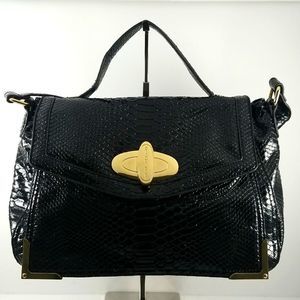 Gianni Bini Black Patent Leather Satchel Bag. P53